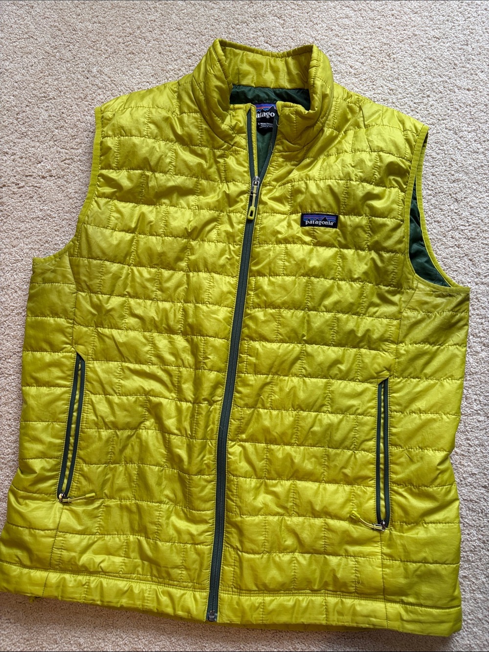 Patagonia Nano Puff Vest Lime neon Green men’s large - Picture 4 of 9